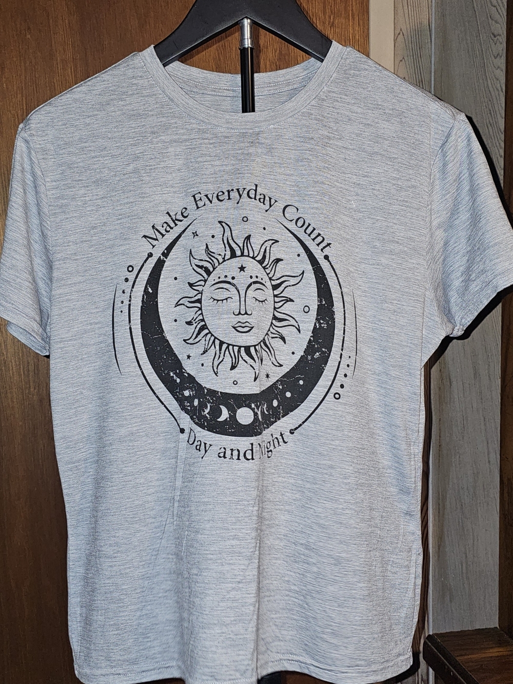 Kensie Light Heather Gray Sun & Moon Graphic Tee